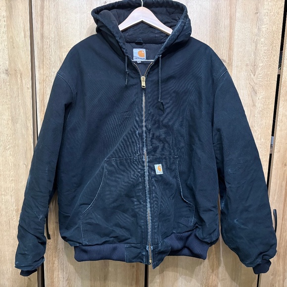 Carhartt Jacket Mens XL J140 Black UFCW Union Quilted Flannel Lined USA Made - Picture 1 of 14